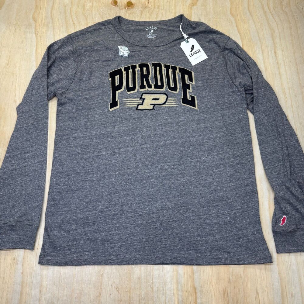 NEW Purdue Boilermakers League 91 Long Sleeve Tri-Blend Shirt Gray 2XL SLIM Fit